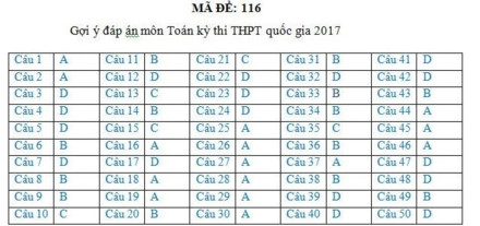 Gợi ý đáp án đầy đủ 24 mã đề Toán kỳ thi THPT Quốc gia 2017 - Ảnh 14.