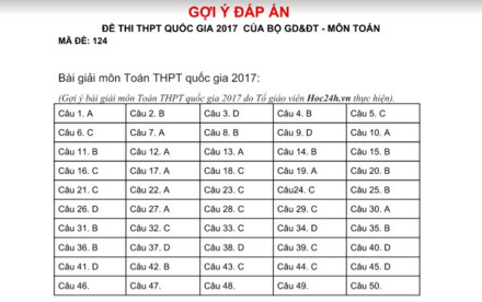 Gợi ý đáp án đầy đủ 24 mã đề Toán kỳ thi THPT Quốc gia 2017 - Ảnh 22.